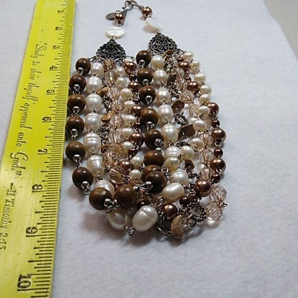 Elegant Multi-Strand Pearl and Bead Six Strand Necklace Granny Chic - Picture 5 of 6